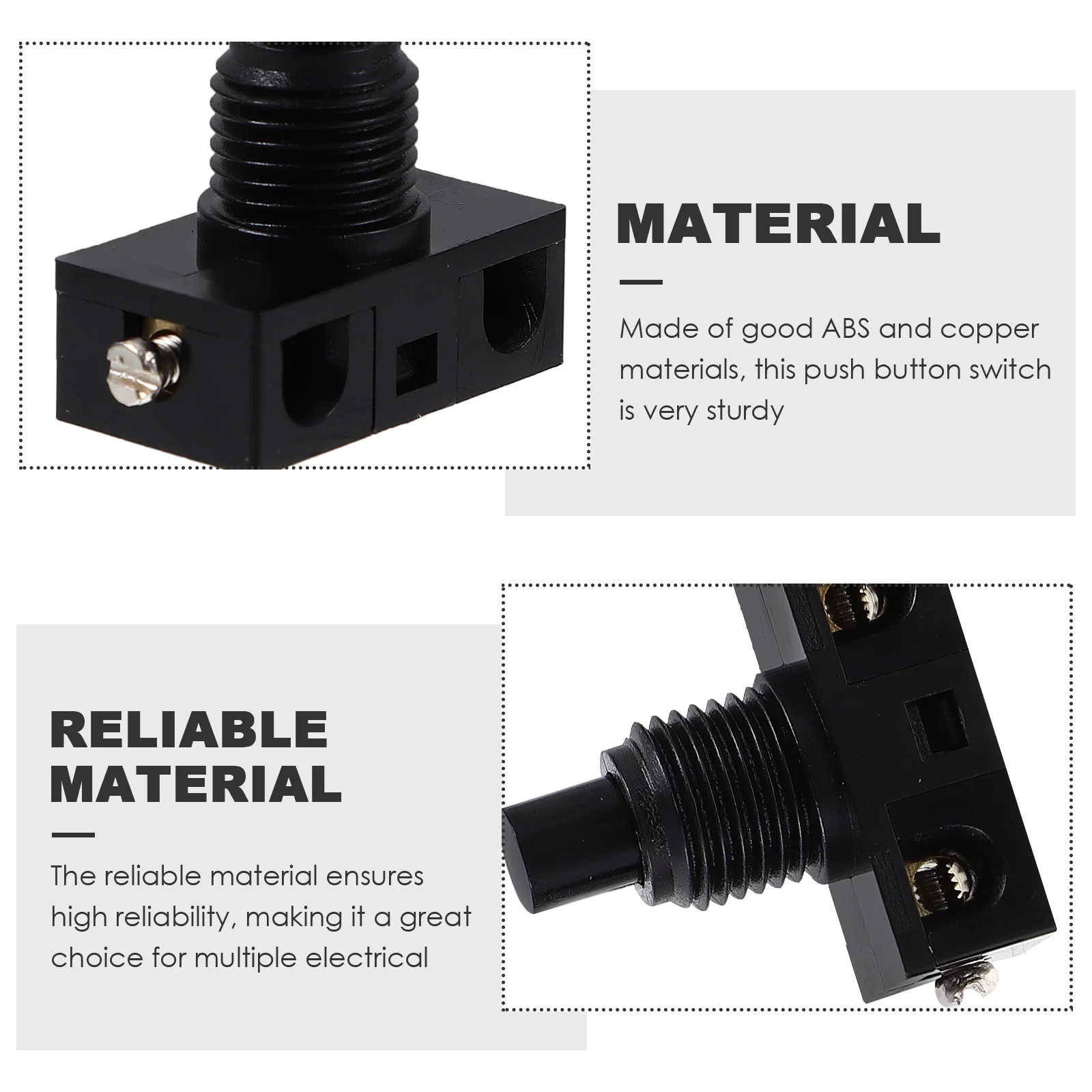 3pcs Foot Switch Push Button Self-Reset Light Switches Wired Mounting Momentary Copper Buttons Simple Color for Appliances