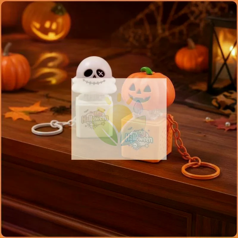 Funny Halloween Fidget Keychain Pumpkin Ghost Sound Emitting Decompression Charm Small Stress Relief Toy for Kids Gift
