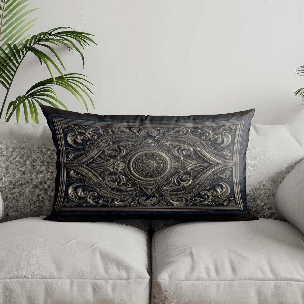 Home Decor Gothic Ornate Pattern Pillowcase Suitable For Sofa Bedroom Car Pillow Cover Cushion Rectangular Back Cushion