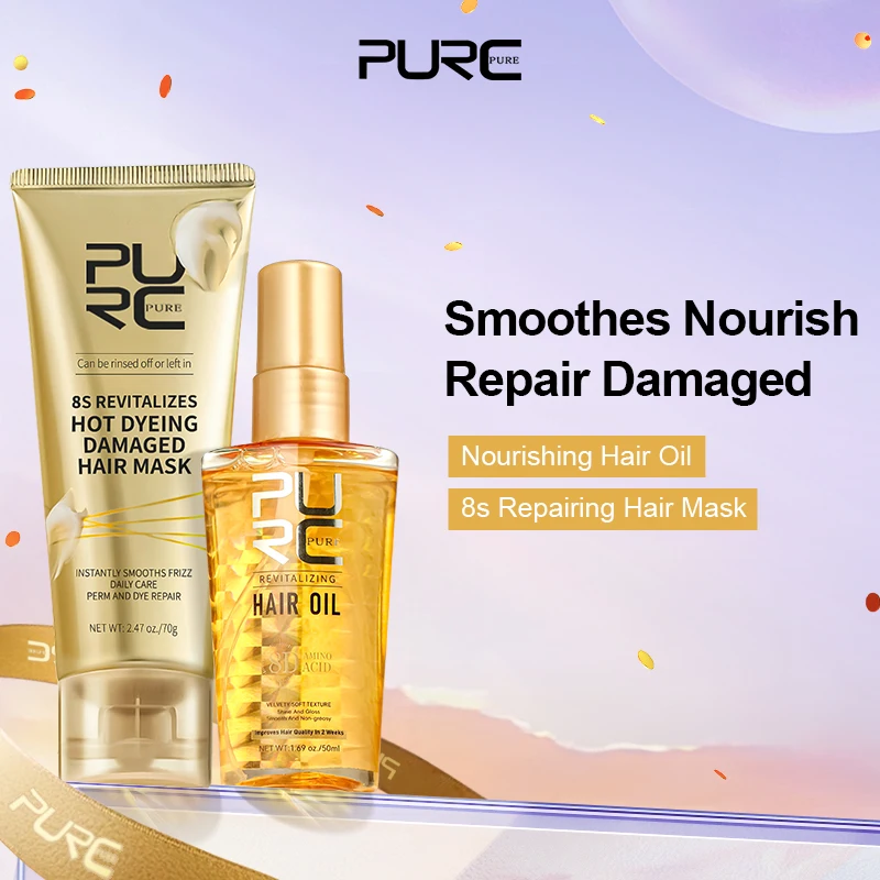 

8 Seconds Instant Repair Hair Mask & Argan Oil Hair Care Set Damaged Frizzy Keratin Smoothing Improve Hair Treatment Products