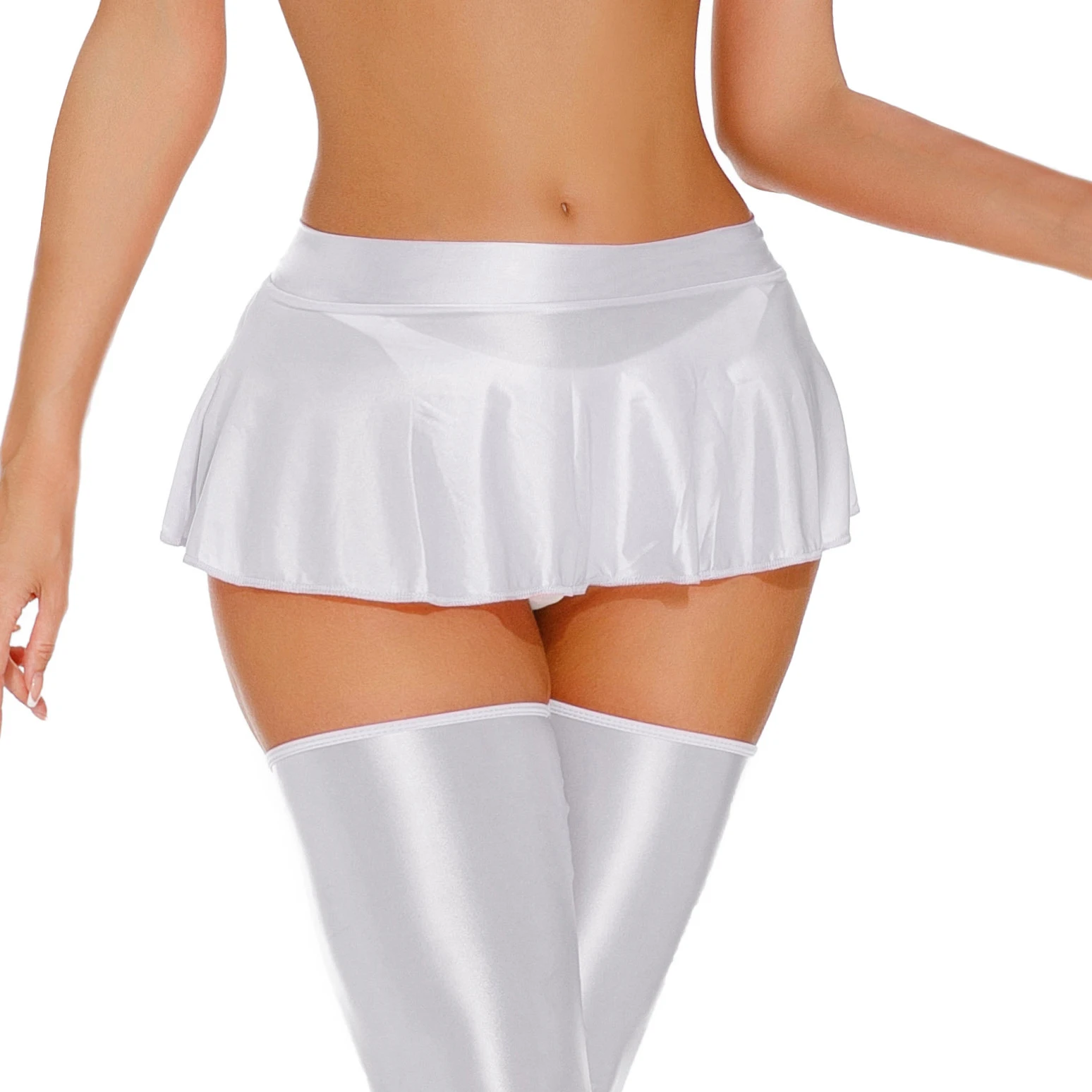 

Женские сексуальные тонкие эластичные блестящие блестящие юбки, шелковистые гладкие однотонные прозрачные эротические ультра короткие мини-плиссированные юбки, клубная одежда