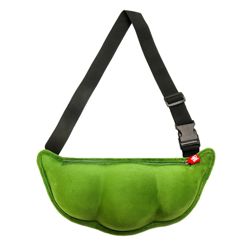 2024 Personality Plush Pea Shoulder Bag Creative Edamame Shape Ladies Messenger Bag Fun And Funny Chest Bag Bolsa De Mensajero