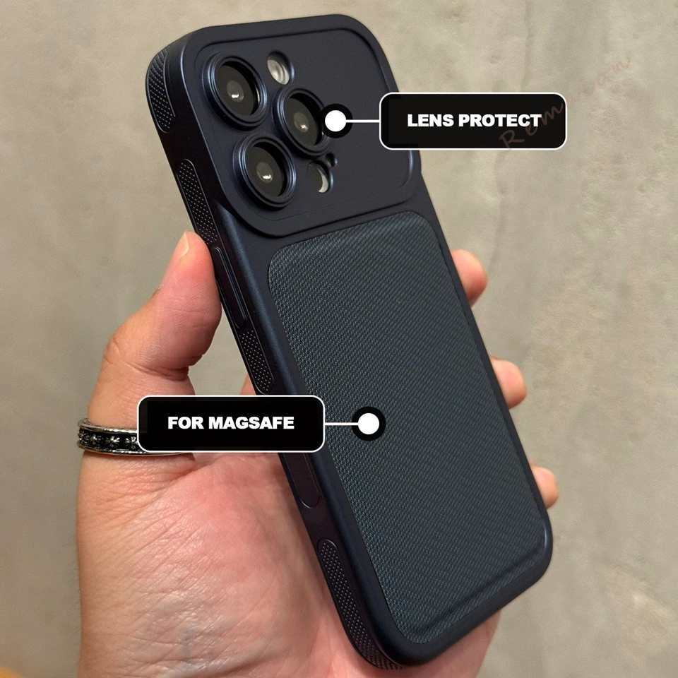 Etui Magnetyczne z Dużymi Okienkami na Telefon iPhone 17 13 14 15 16 Pro Max 16Pro 17Pro, Silikonowa Ochronna Obudowa z Obsługą Bezprzewodowego Ładowania Magsafe — zdjęcie produktu 4