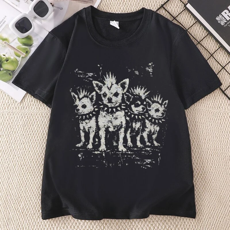 Funny Chihuahua Lover T Shirts Vintage Punk Aesthetic Clothing Womens Mens Short Sleeve T-shirt Unisex Cotton Clothing Tee