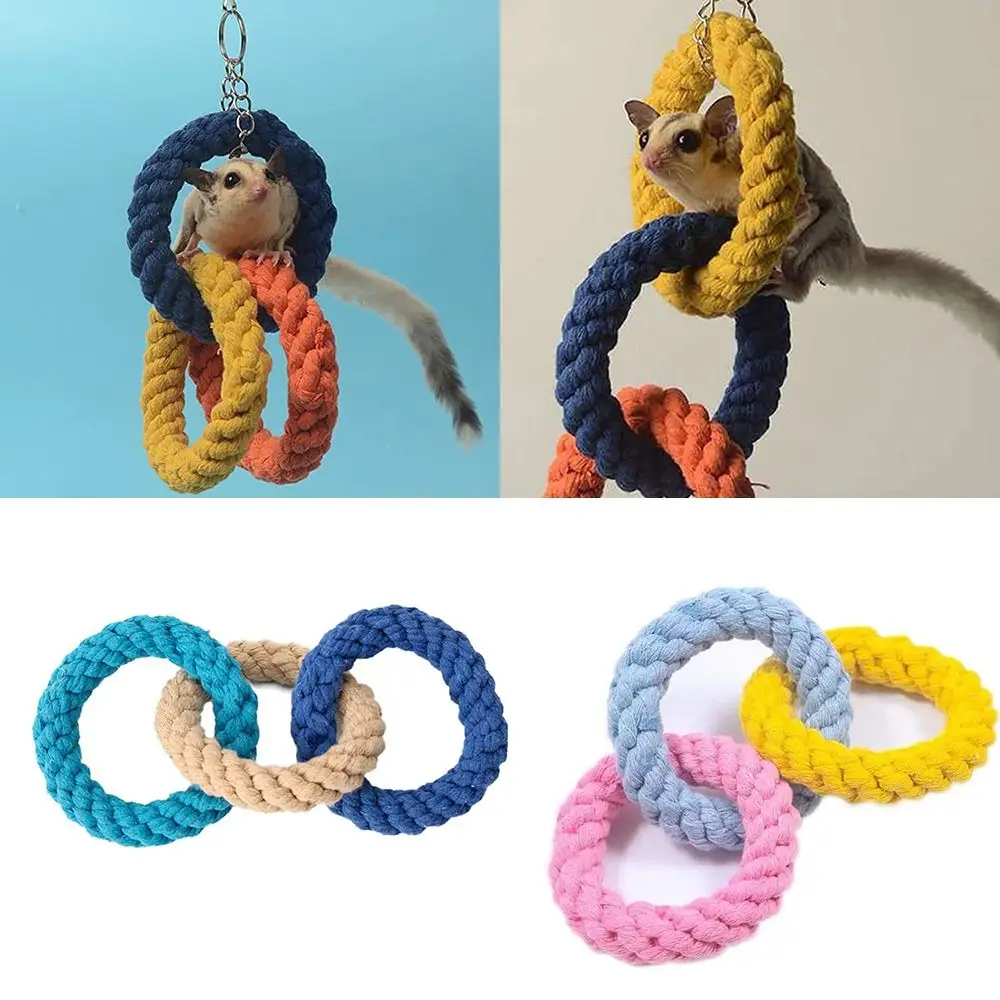 Hamster Climbing Rope Toys Sugar Glider Cage Accessories Hanging Swing Cage Toy Bird Rope Swing Toy for Climbing Exercising