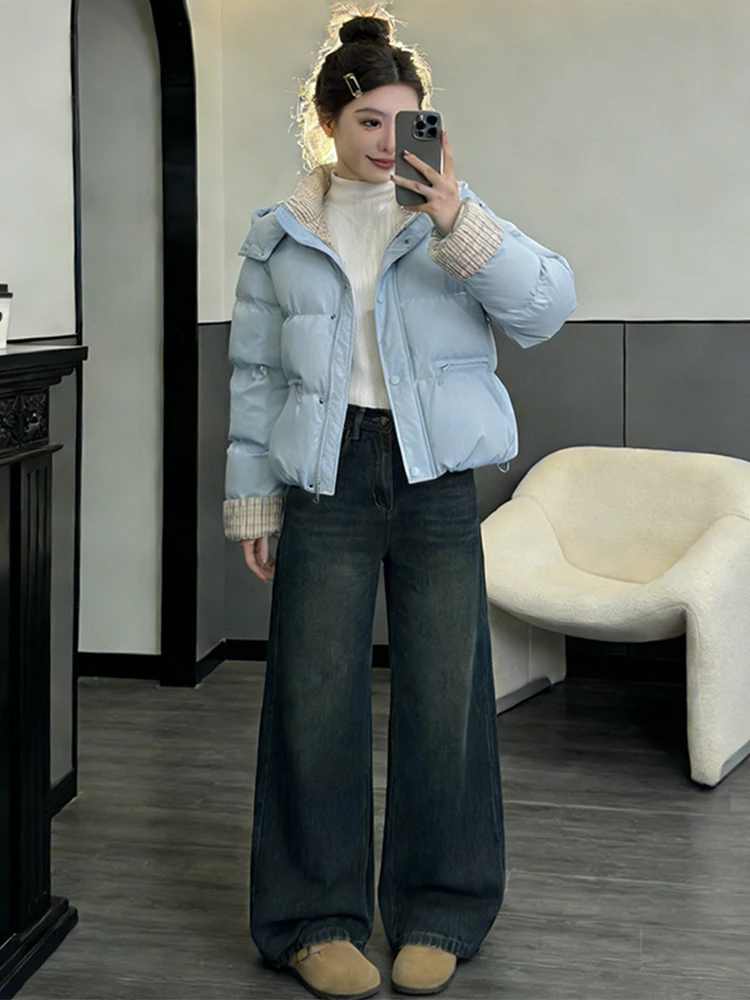 

High-End Slimming Commuter Jaet down Cotton Women's Faionable Thiened Winter Coat Warm Fluffy Hooded Zipper Closure