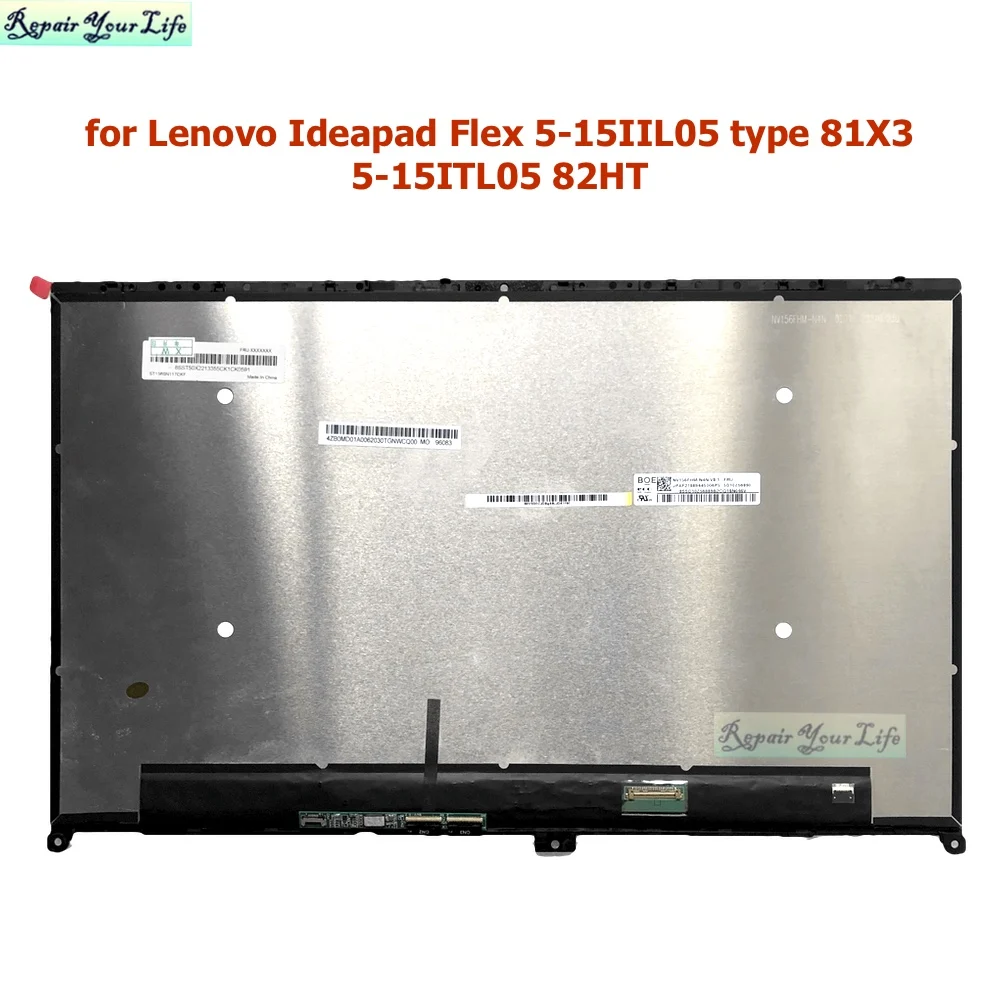 Imagem -06 - Conjunto Genuíno da Tela do Lcd do Portátil para Lenovo Ideapad Flex 515iil05 tipo 81x3 5-15itl05 82ht com Moldura do Digitador 5d10s39643