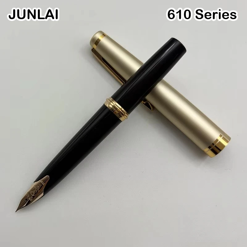 Junlai 610 Pocket Black/Red Fountain Pen  EF/F/M12K Gold Pen Nail PK Majohn B32 Jinhao 59 95S School Office Supplies Stationery