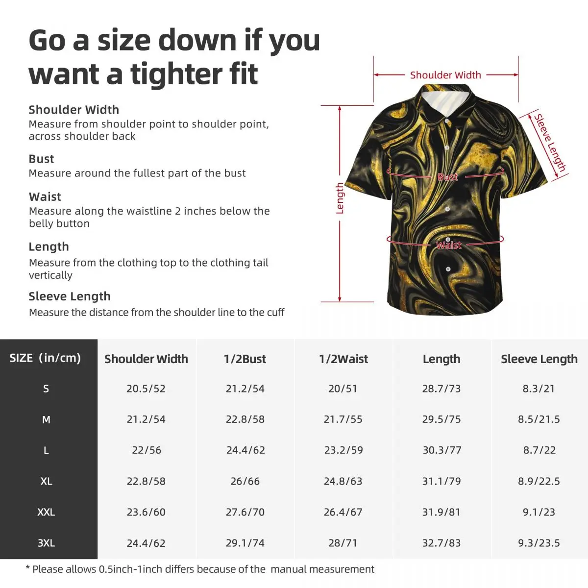 Gold And Black Marble Beach Shirt Man Casual Shirts Hawaiian Short Sleeve Custom Cool Oversized Blouses Birthday Gift view 5