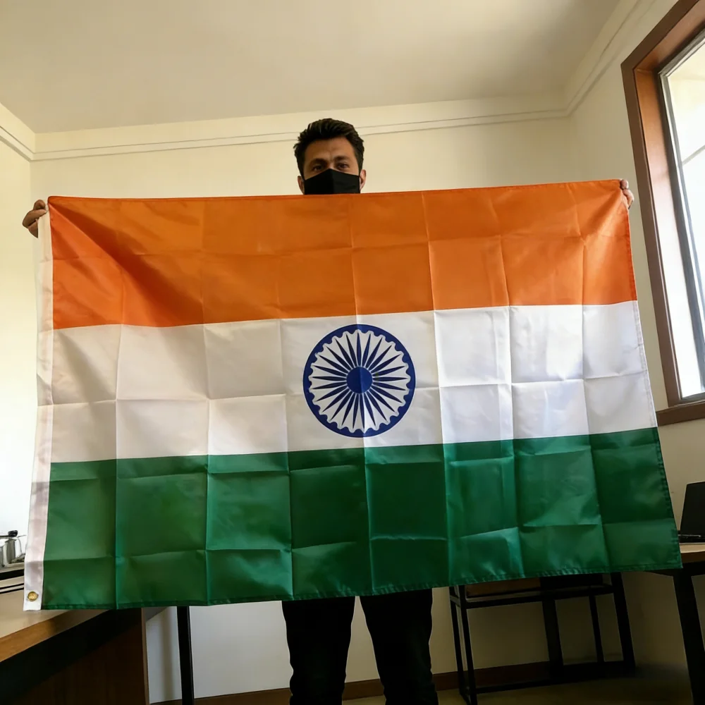 FlagGo India Flag 150x90cm 3x5 FT Indian National Flag Ashoka Chakra Polyester Double Stitched Outdoor Indoor Decoration