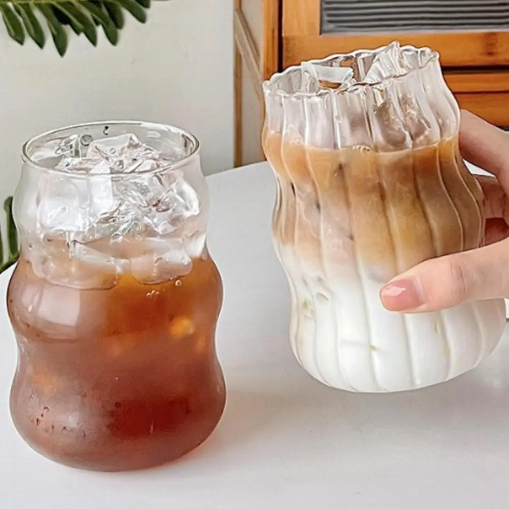 550 مللي إبريق عصير الحليب الشفاف القهوة القدح شاي فقاعات أكواب زجاجية مضلعة أكواب البيرة الفراولة درينكوير كوب للحزب #2