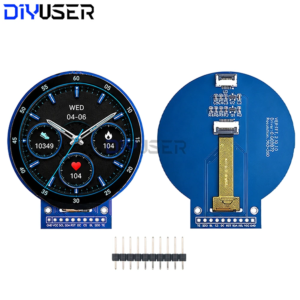 DIYUSER 2.1-inch TFT LCD Screen GC9B72 Small-Screen 360x360 Display LCD Color Screen SPI Round Screen