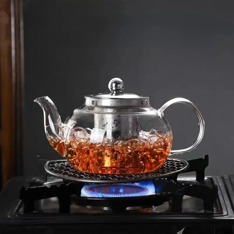Heat Resistant Glass Tea Pot Thicken Heated Container Tea Pot with Stainless Steel Infuser Clear Kettle High Quality Teapot