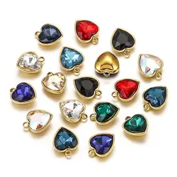 5pcs Stainless Steel Heart Glass Crystal Pendant for DIY Necklace Earrings Parts Jewelry Making Supplies Bulk Items Wholesale