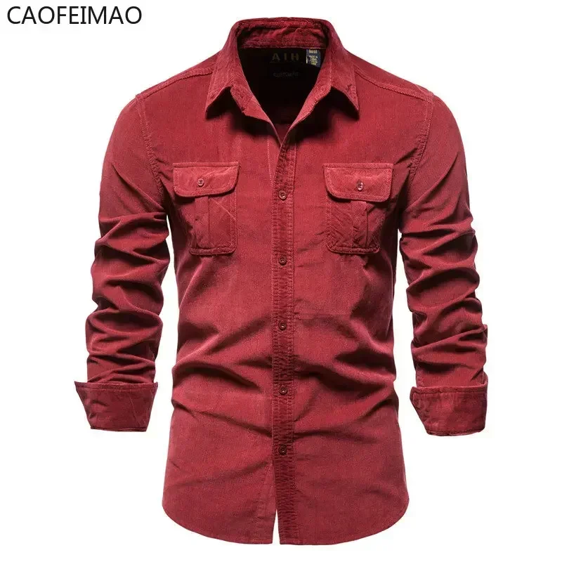 

25Corduroy Shirts for Men Clothing Coat Camisa Masculina Blusas Ropa Camisas De Hombre Chemise Homme Autumn Long Sleeve Blouses