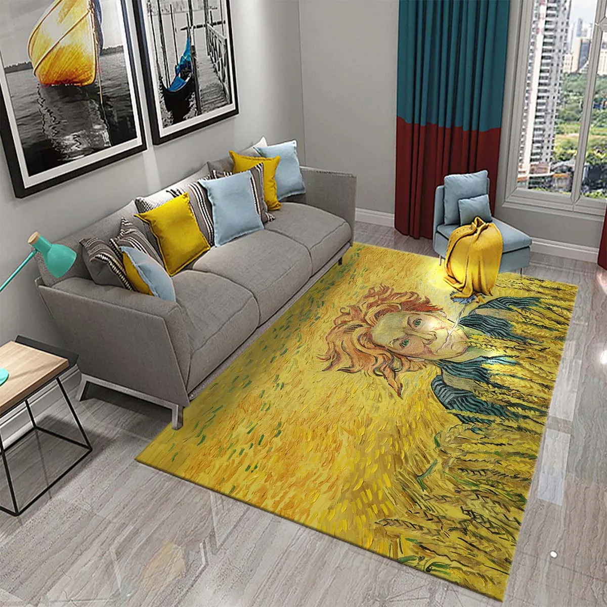 World Masterpiece Van Gogh Oil Painting Carpet Living Room Bedroom Kitchen Bathroom Door Entrance Non Slip Carpet for Home Decor