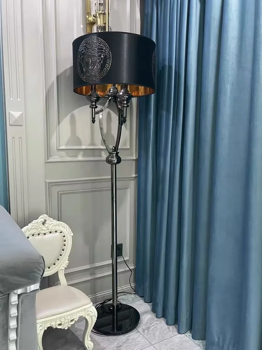 

American Modern Fabric Lampshade LED Floor Living Room Dining Bedroom Bedside Home Decoration Desk Reading