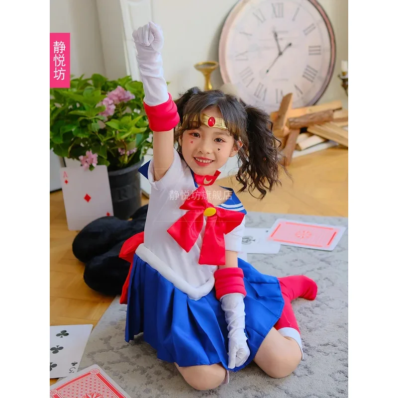 5PCS Anime sailor suit Moon Cosplay Costumes Tsukino Beautiful Girl Uniform Kid Dress Halloween Costumes Women Clothing*.1