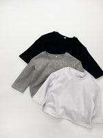 2025 Winter New Kids Crew Neck Long Sleeves Shirt Unisex Boys Girls Fleece Lined Base Layer Korean Style Loose Casual Warm Top