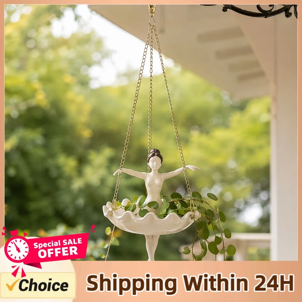 Ballet Dancer Hanging Planter Decorative Hanging Flower Pot for Garden Cute Hanging Planter for Succulents Spider Plant