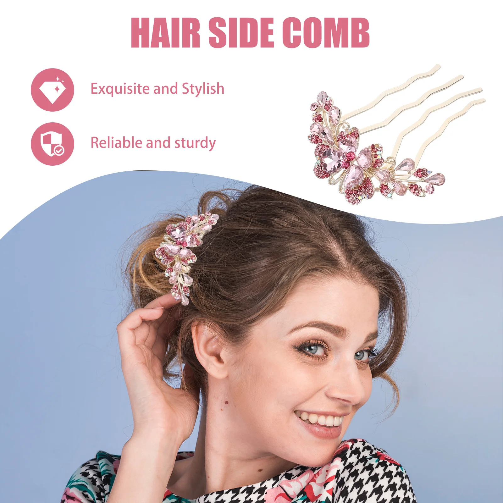 

Stylish Rhinestone Hair Comb Clip Sturdy and Lightweight for Women Perfect for Wedding Engagement Proms Hair Accessories