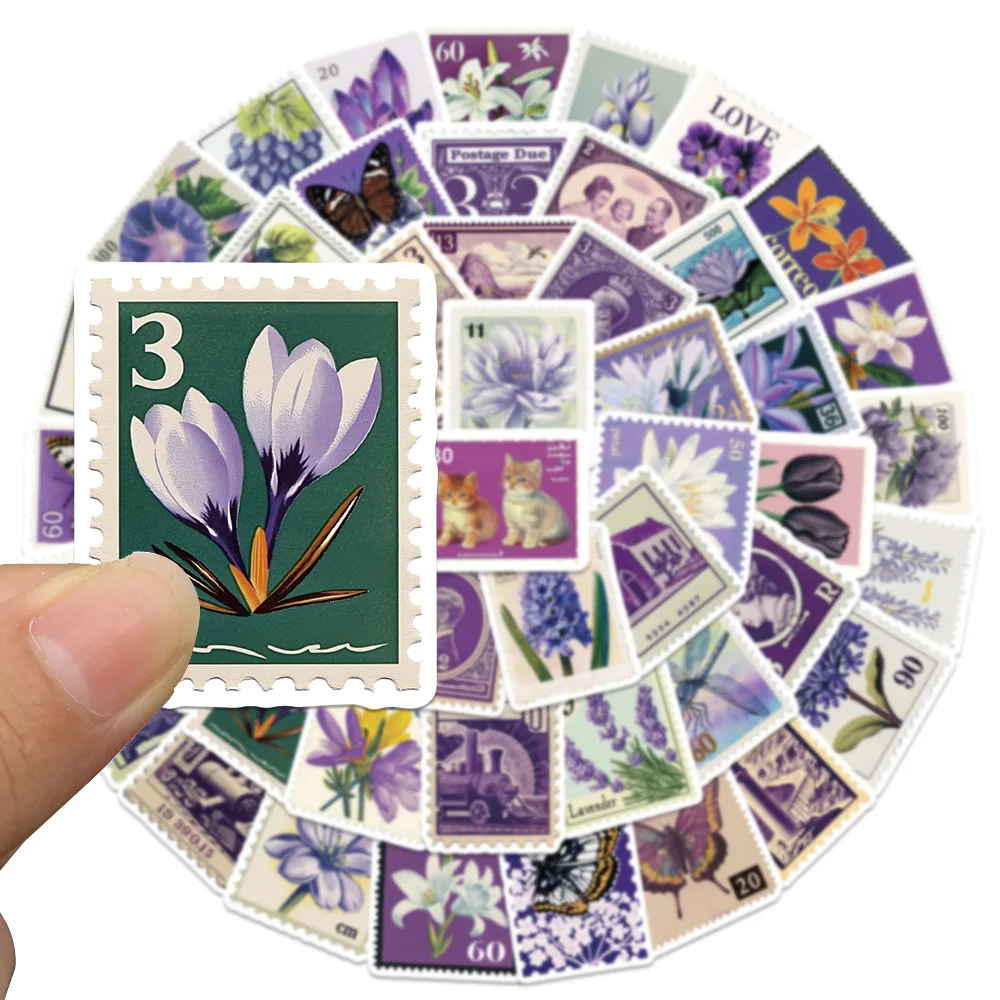10/30/50PCS Ästhetische Lila Blume Stempel Aufkleber Cartoon DIY Reise Gepäck Laptop Kind Klassische Spielzeug Aufkleber graffiti Aufkleber
