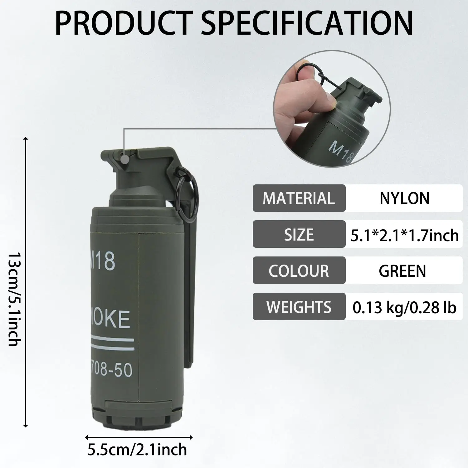 Tactical Hand Fake Grenade Toy M18 CS Smoke Explosive Water Gel Grenade Model for Airsoft Paintball Re-usable Outdoor Sport