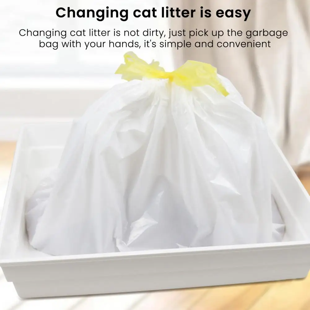 Easy Storage Cat Litter Bag 7 Pcs Cat Litter Bags with Drawstring Heavy Duty Tear Resistant Liners Leakproof Sifting for Most