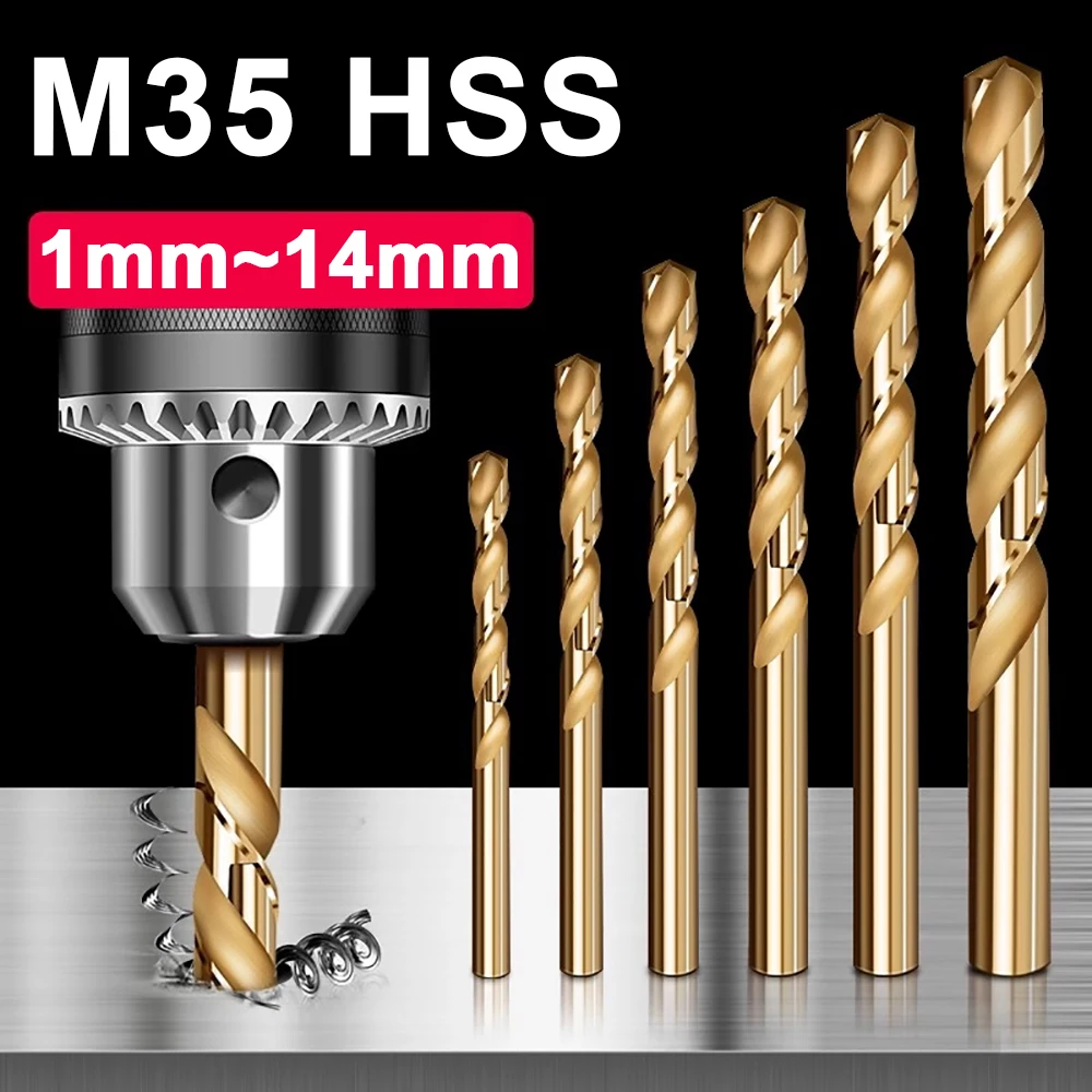 1mm 1.5mm 2mm-14mm MZG Cobalt Coated Straight Shank Standard Length HSS M35 High Speed Steel Drill Bits Set CNC Drilling Cutter