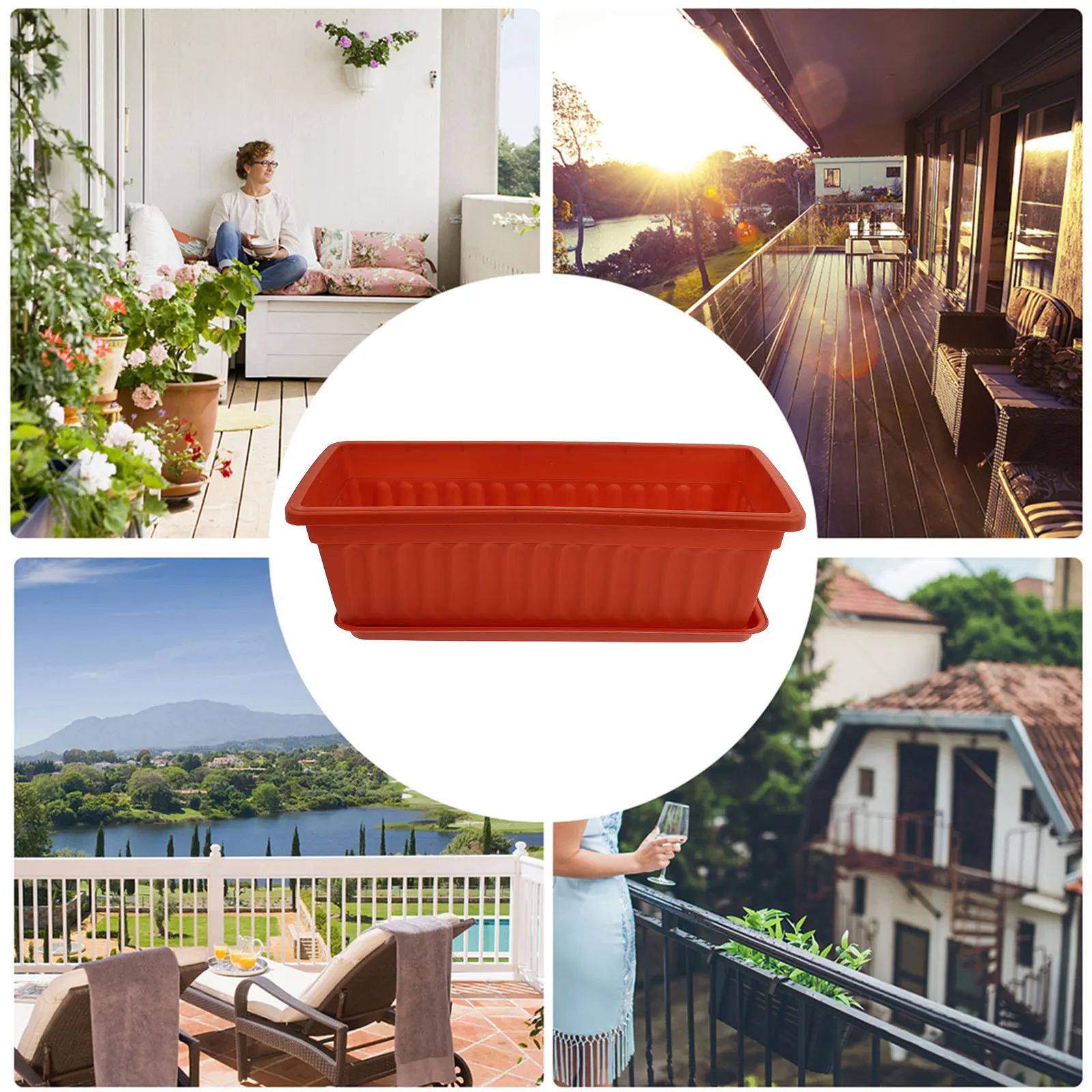 

2Pcs Thickened Planting Pots Large Rectangular Plastic Garden Flowerpot for Cactus Tray Breathable Durable AntiPressure