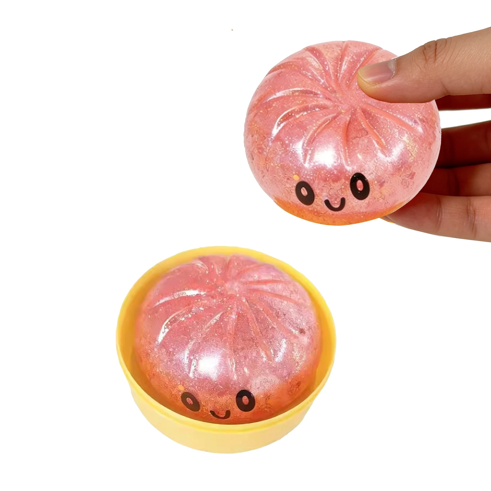 Sequin Bun Squeeze Toy (Rose Gold) Cute Stress-Relief Toy Portable Finger Squeezing Stress-Reducing Small Toy