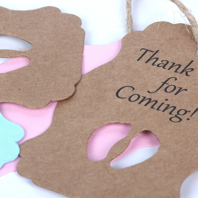 50pcs Blue Pink Baby Shower Tag Labels Thank You for Coming Gift Hanging Tags Boy Girl 1st Birthday Party Decor gender reveal