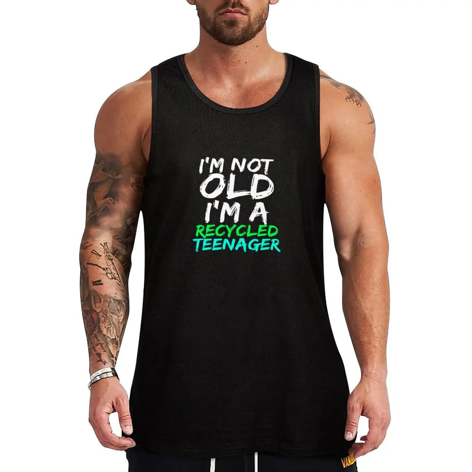 I'm Not Old I'm a Recycled Teenager Funny Senior Tank Top Men's clothes T-shirt man bodybuilding men gym top