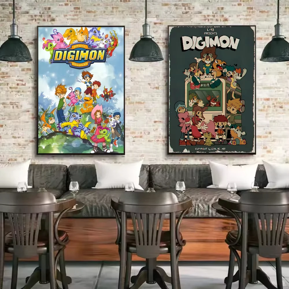 Anime Digital Monster Digimon Poster HD canvas painting home living room bedroom bar aesthetic decoration