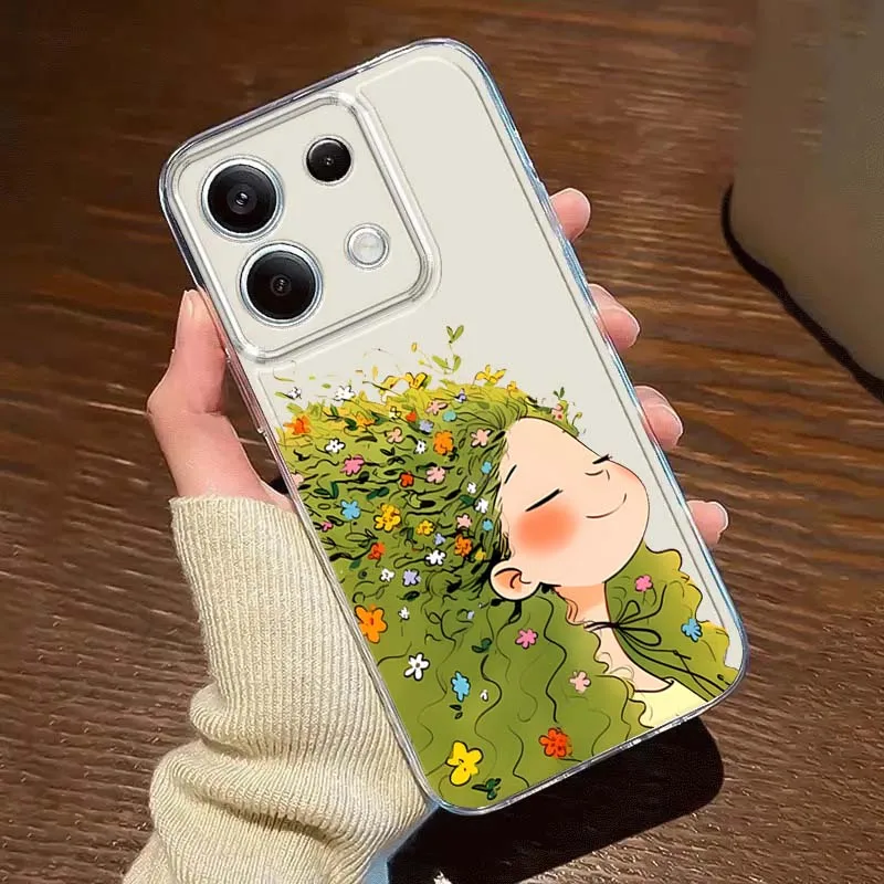 

Cartoon Cute Girl Anime Phone Case For Xiaomi Redmi 10 11 K30 K40 K50 K60 K70 Pro Prime Plus Ultra Zoom 5G TPU Transparent