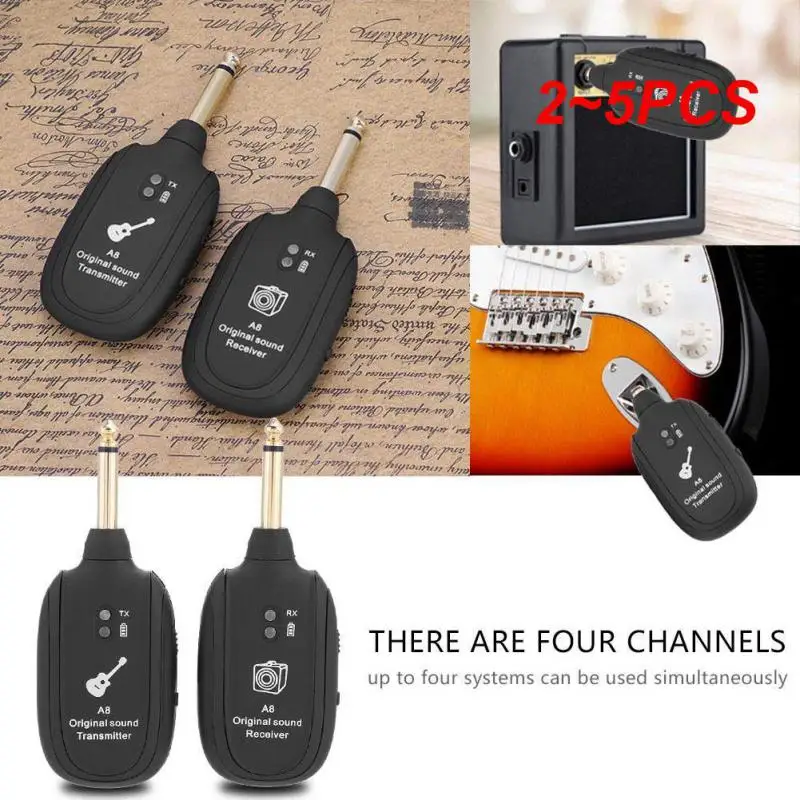 

Беспроводная система УВЧ 2 ~ 5 шт., звукосниматель гитары, аудиопередатчик, приемник для электрической гитары, бас, скрипки, музыкальные инструменты, запчасти