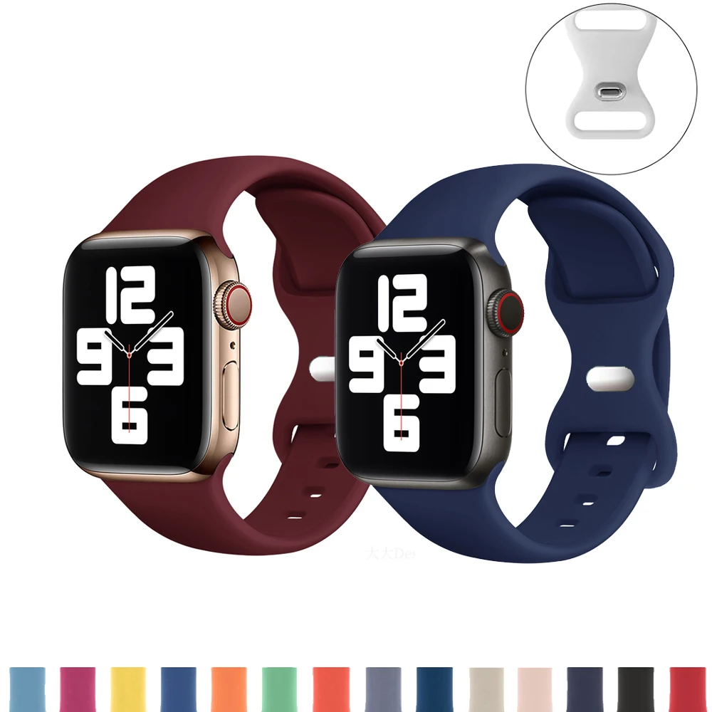 다채로운 소프트 실리콘 시계 스트랩 밴드, 애플 시리즈 7, 6, 5, 4, 3, 스마트 워치 팔찌