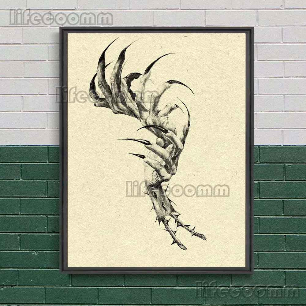 Witch Finger Shadow Magic Vintage Wall Art Canvas Painting Witch  Hand And Dark Crow Witchcraft Art Poster Print Home Decoration