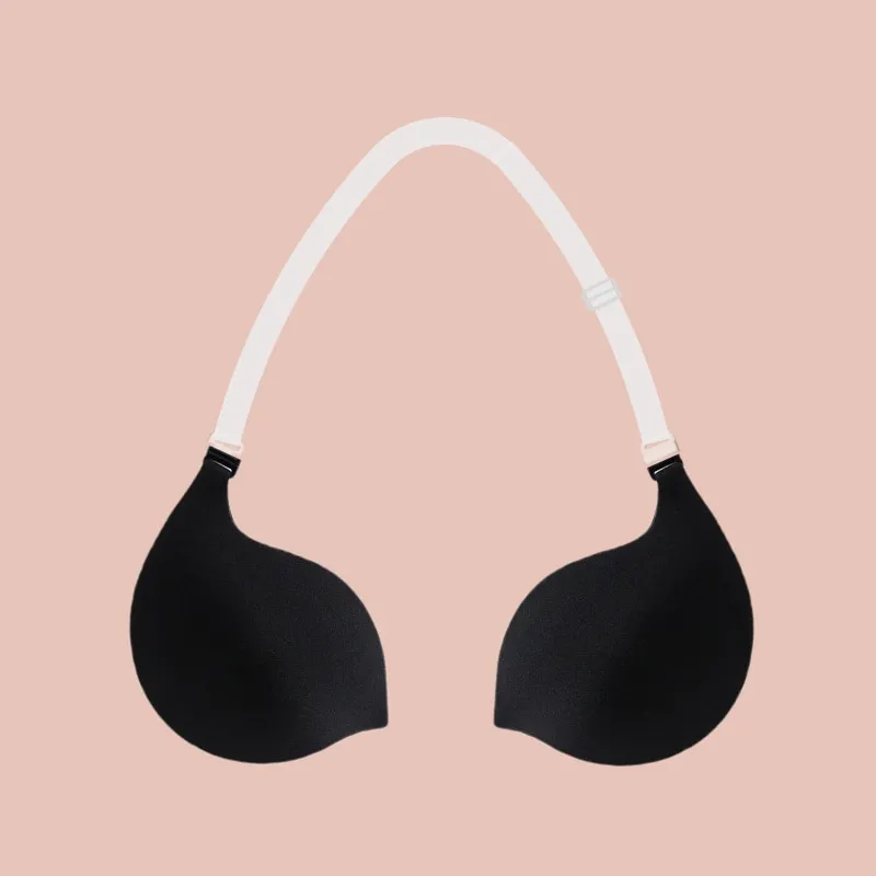 Self‑Adhesive Silicone Push‑Up Bra with Adjustable Clear Halter Strap Invisible Backless Strapless Sticky Bra for Wedding Dress