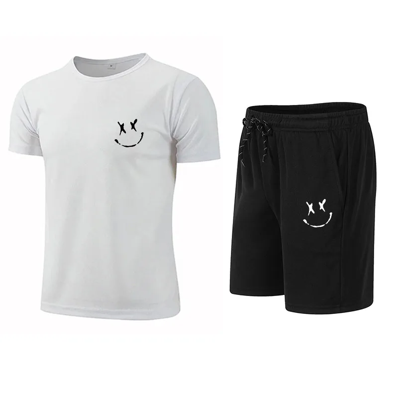 

Men's sports set, casual T-shirt set and running shorts, breathable, 2 pieces, new 2024