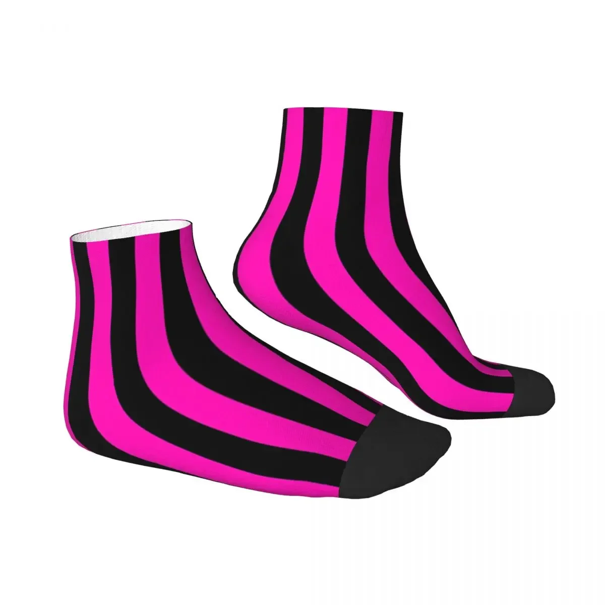 Neon Pink And Black Vertical Stripes Socks Harajuku Sweat Absorbing Stockings All Season Socks Accessories for Unisex Gifts