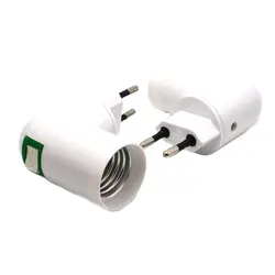 1pcs 90° Elbow Plug EU to E27 Led Light Base European E26 Lamp Holder Converter Socket with Switch White 6A 250V