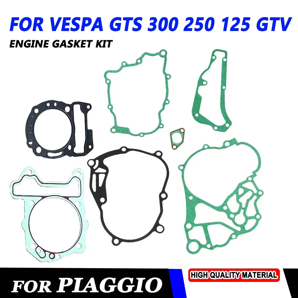 For Piaggio Vespa  GTS GTV 300 250 125 MP3 Engine Cylinder Head Gaskets Gearbox Stator Crankcase Oil Tank Pan Tensioner Gasket