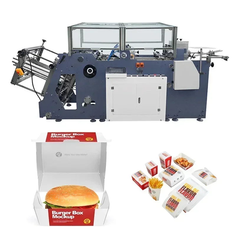 Factory Custom Paper Food Box Making Machines High Speed Disposable Paper Pizza Hamburger Box Machine