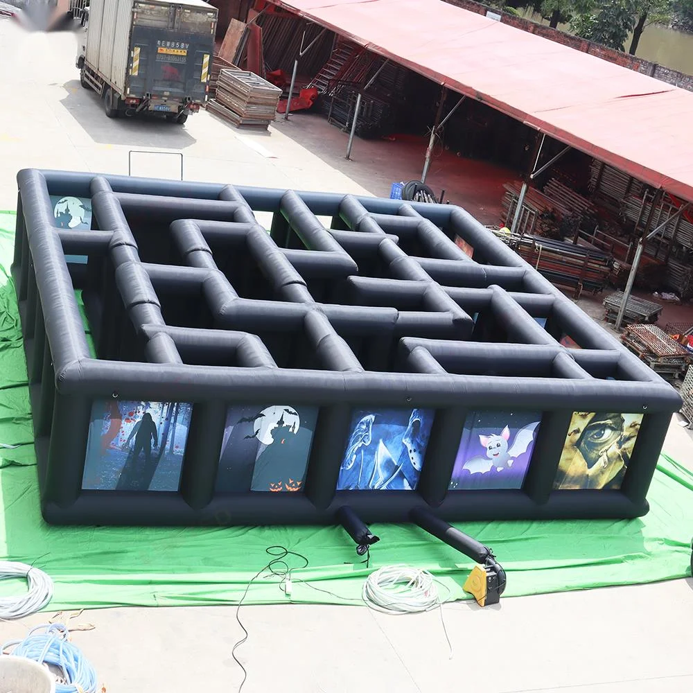 

Fast Ship Outdoor Activities 8x8m Scary printing inflatable haunted maze tag Halloween Ghost Maze House arena sport game for