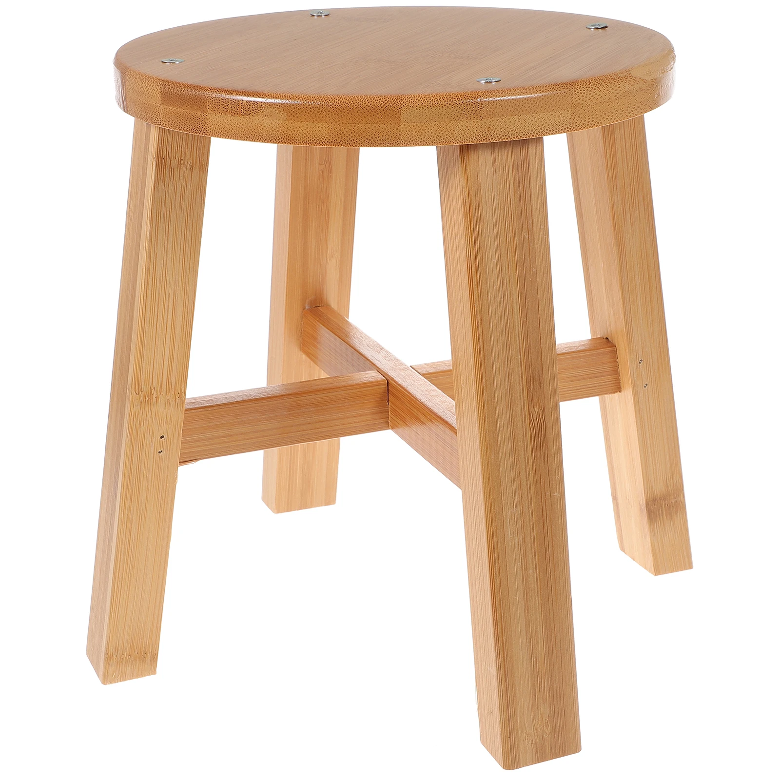 

1Pcs Solid Wood Bamboo Small Stool Non-Slip Kids Bathroom Footstool Brown Lightweight Household Stool Household Supplies