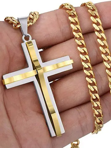 1 Elegant High-end Alloy Cross Dragon Shaped Pendant for MEN'S FASHION Necklace, Vacation, Travel Party, Personalized Design