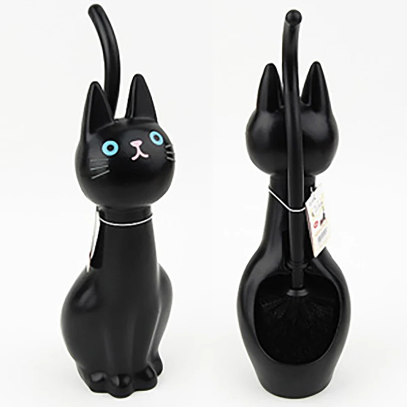 Korean Cartoon Cat Shape Toilet Brush Plastic Long Handle Cleaning Tool Creative Household Bathroom Accessories No Dead Corner