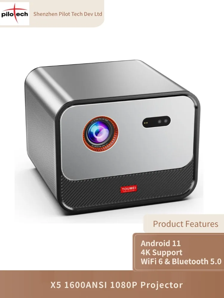 

X5 1600Ansi 1080P Проектор, Android 11, Auto Keystone, Wi-Fi/Bluetooth, Домашний кинотеатр