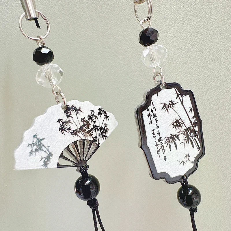 Retro tassel keychain, Chinese butterfly pendant, anti lost phone strap, DIY handmade hanging jewelry, jewelry accessories